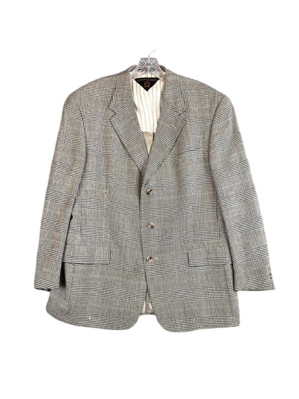 Tommy Hilfiger Blazer Mens 44R Gray Glen Plaid Tweed Sport Coat 3 Button Classic